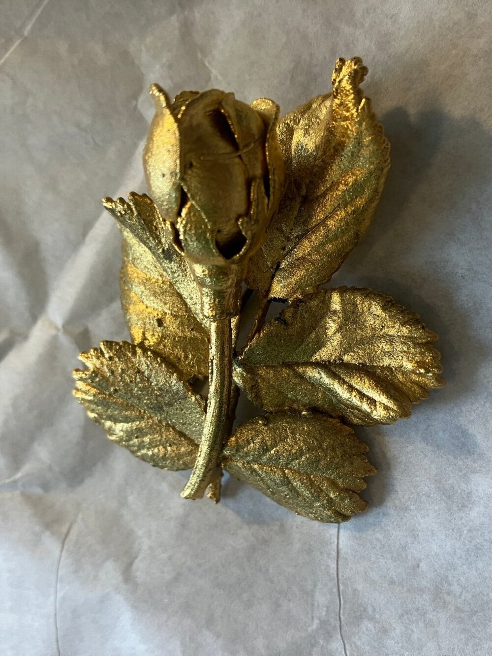 Vintage Retro Goldtone ROSE BUD Brooch